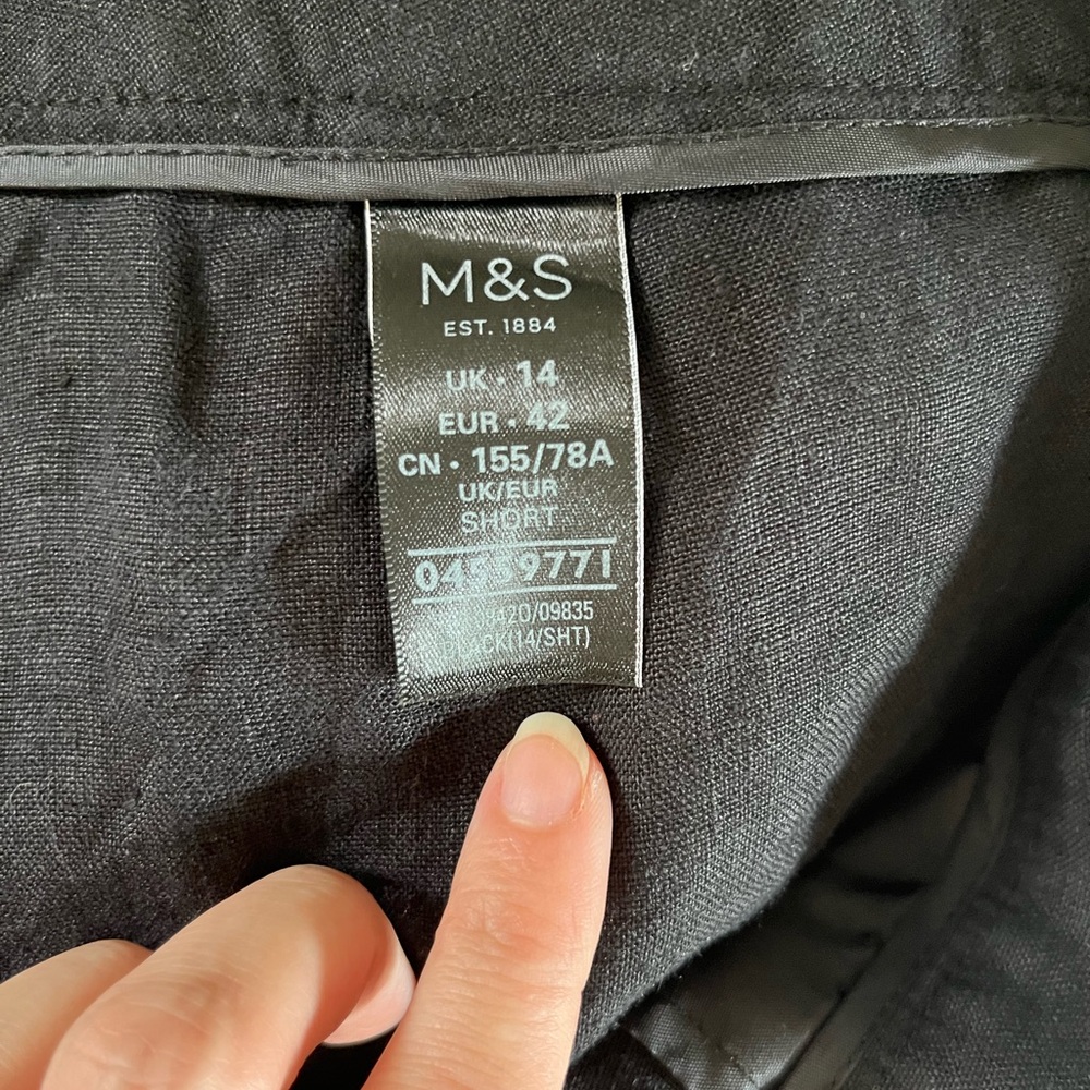 M&S Black Linen Wide Leg Trousers